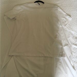 Zara Off-White Ribbed Collar Top